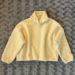 Levi’s Sherpa Mock Aura Turtleneck Pullover Jacket Shacket Womens Large Cream